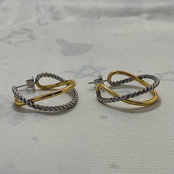 David Yurman Sterling Silver Hoop Earrings. - Picture 1 of 4